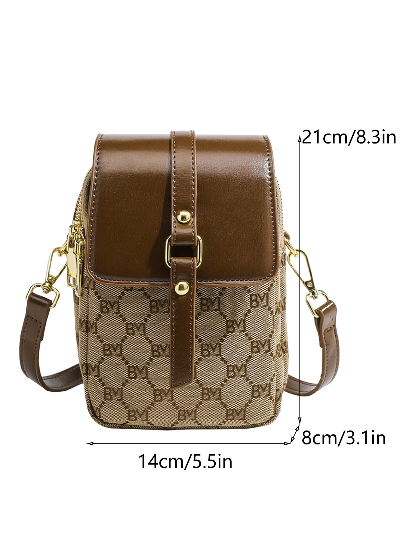 Womens checkered diagonal cross small round bag retro contrasting flip shoulder bag 240515
