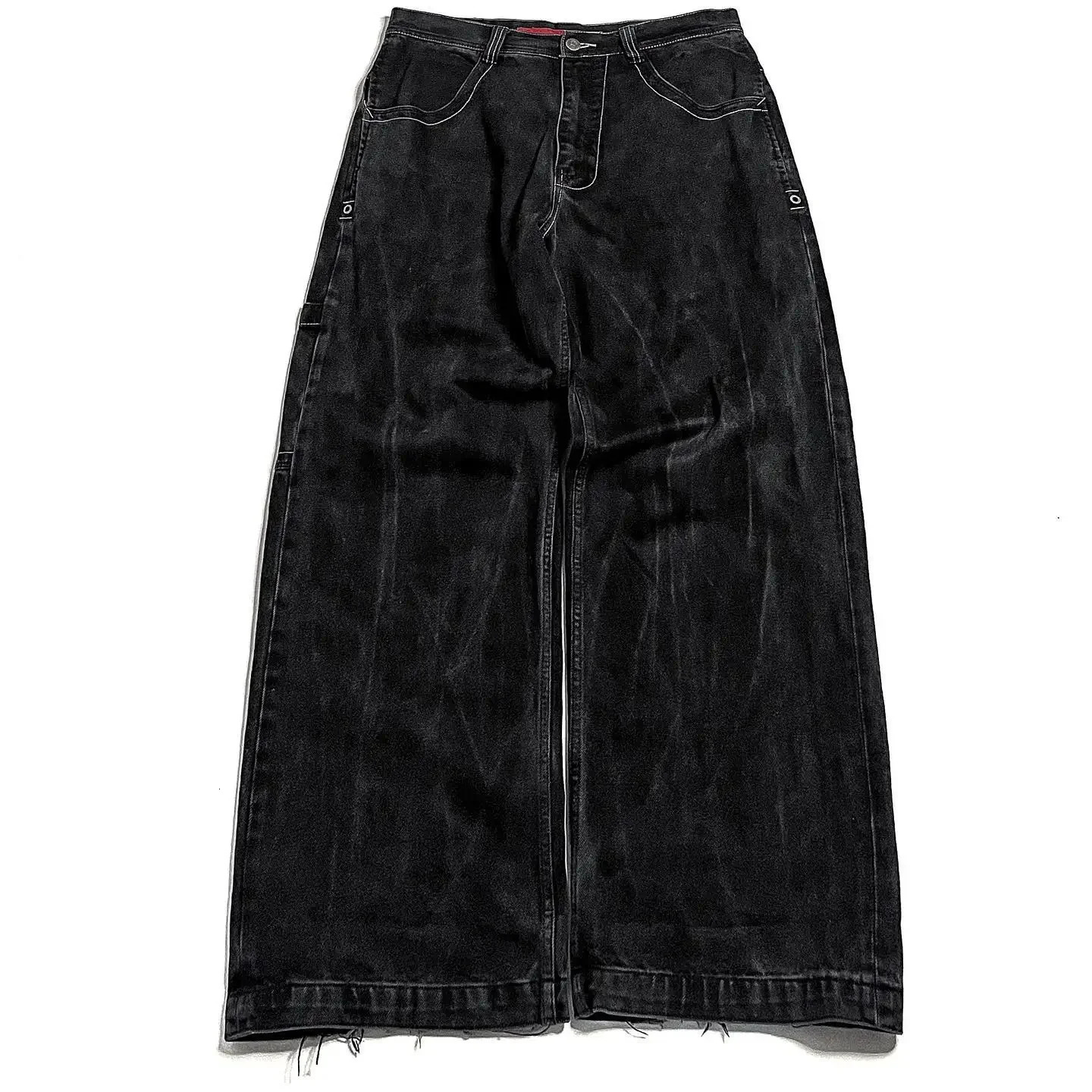 JNCO Jeans Harajuku Hip Hop Retro Skull Graphic Embroidered Baggy Denim Pants Y2K Men Women Goth High Waist Wide Trousers 240530