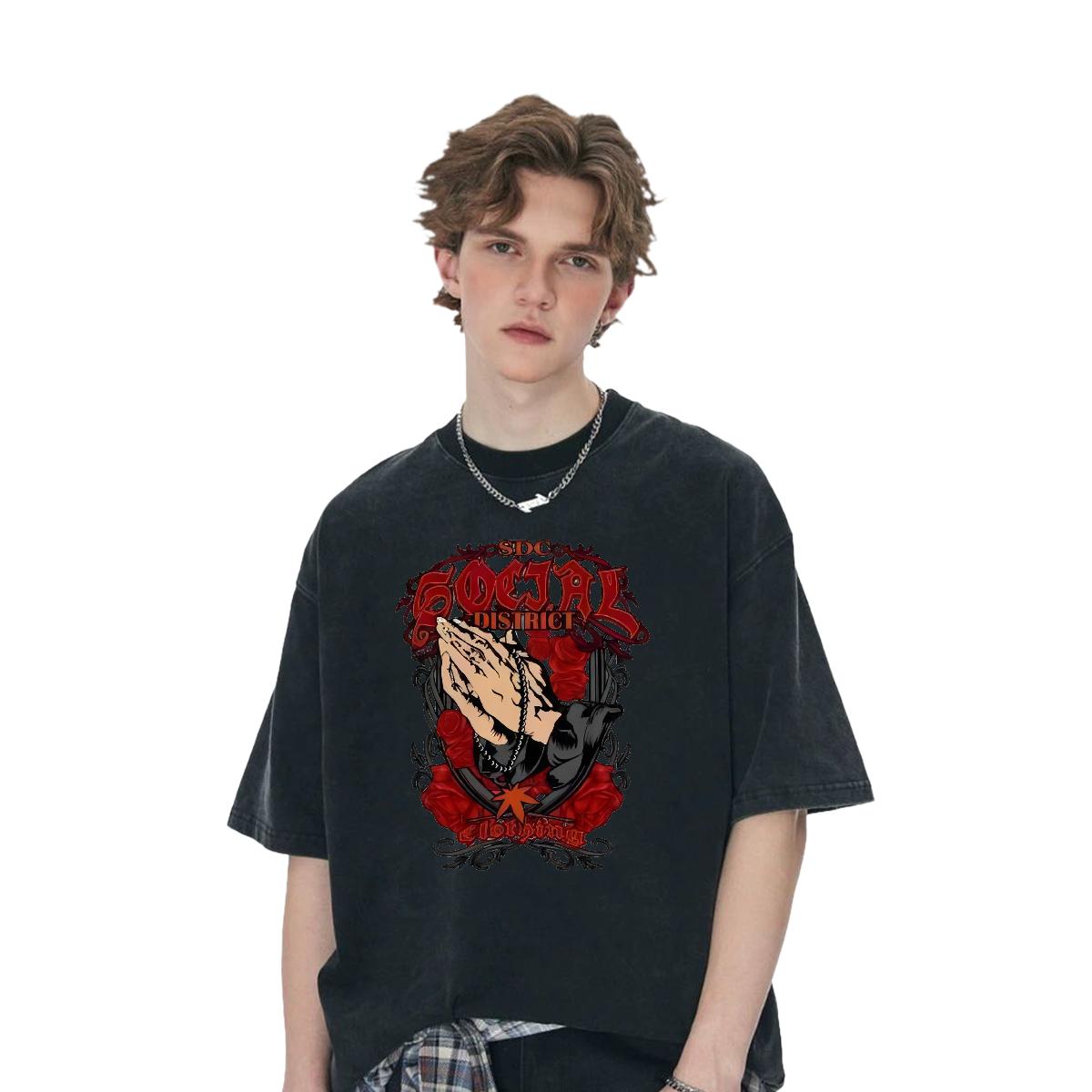 Designer Men T Shirts Black White High Street Hip Hop Men Tops Tees Crew Neck Cotton Popular Polos