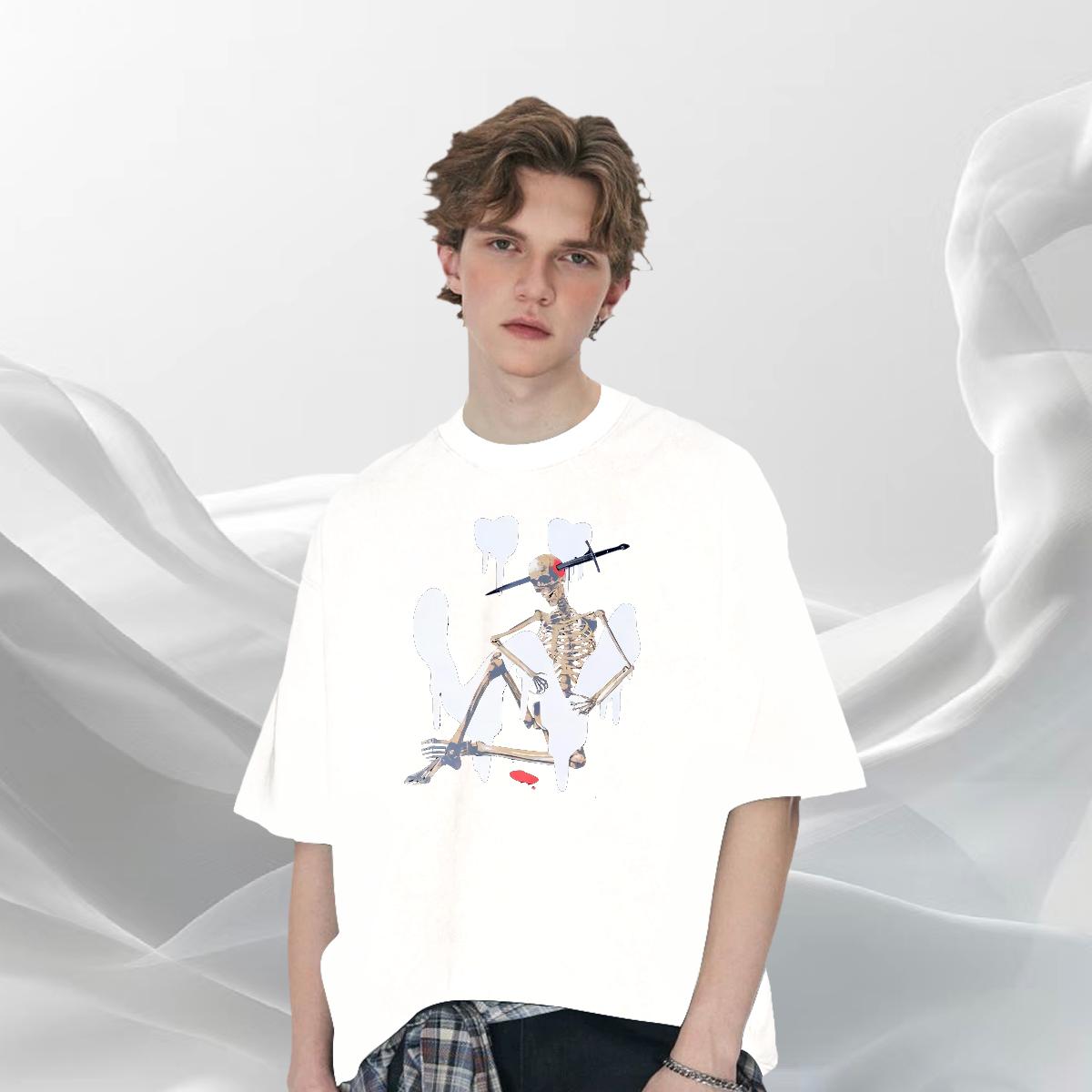 Unisex Men Tees Round Neck Short Sleeve High Street Hip Hop T Shirt For Man White Plus Size 2024 Designer Wear