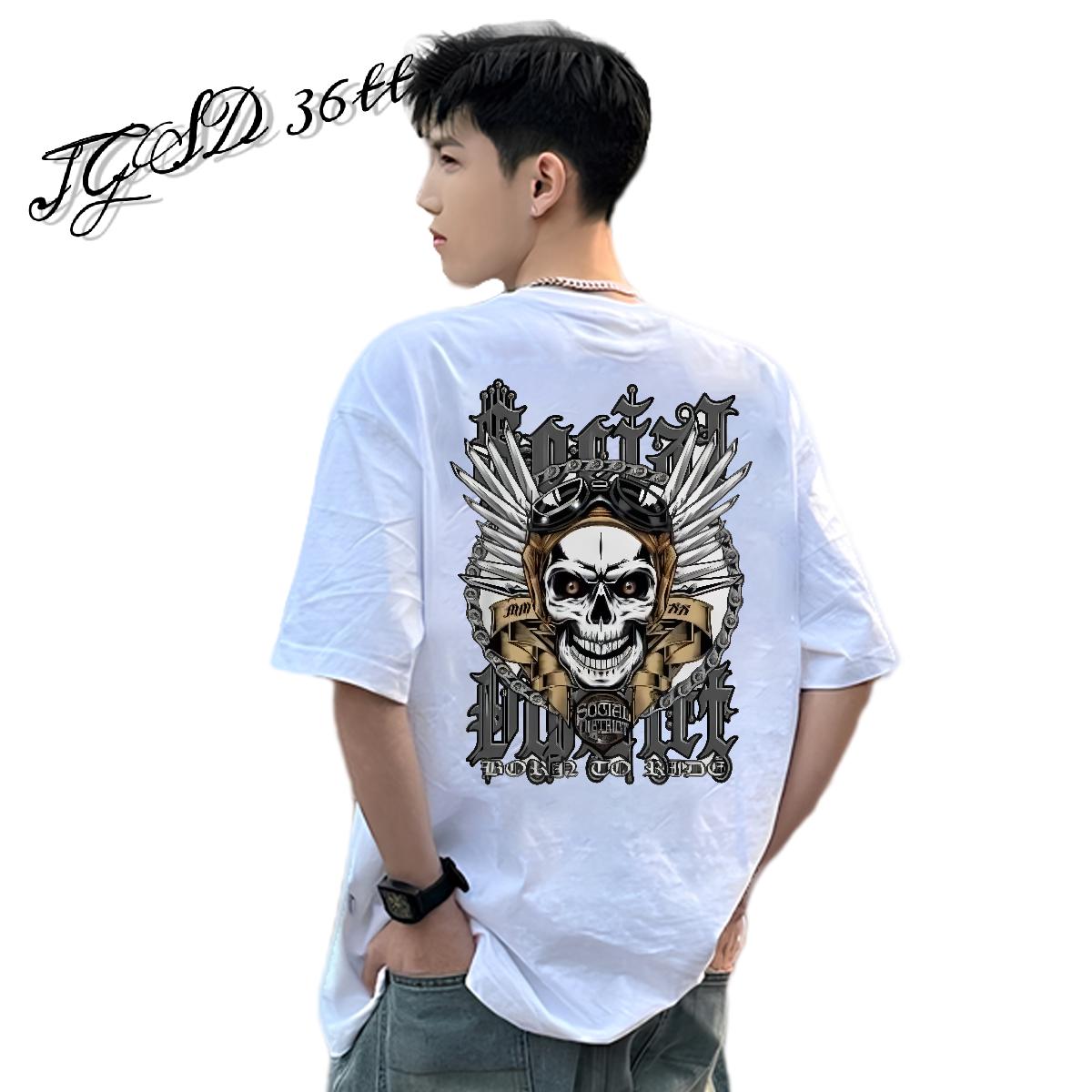 Soft Mens T Shirts Sports Casual Short sleeve Cotton Soft Men Tops Tees Designer Fashion Skull Tops Shirt