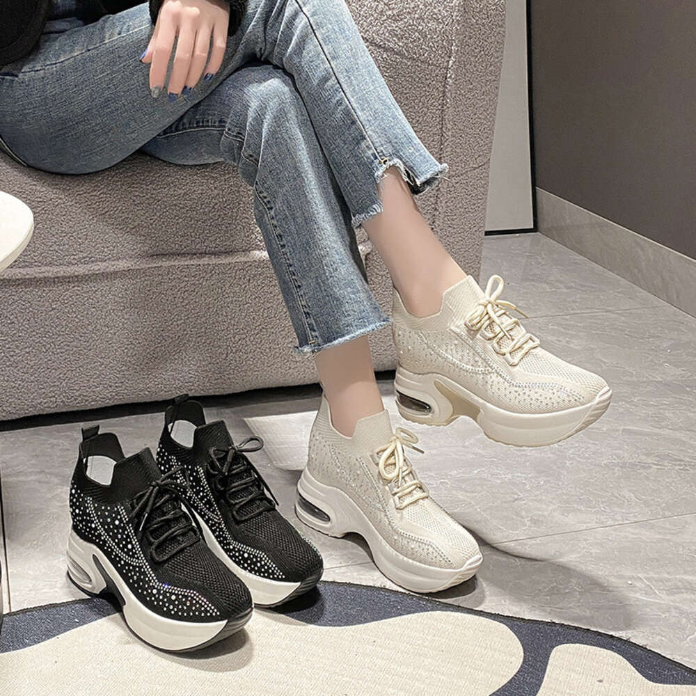 Ddmytiger Ddmytiger Women S Rhinestone Breathable Mesh Thick Bottom Lace Up Sneakers Lightweight Walking Trainers Zapatilla Deportiva Mujer ddmythur