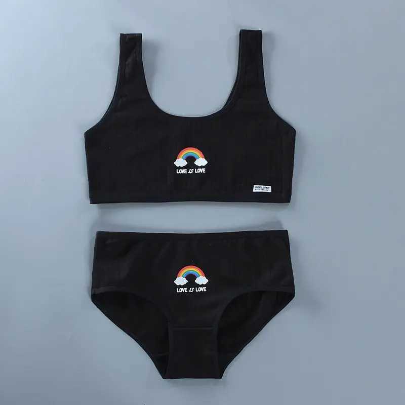 Camisole Womens Tanks Camis s Teens Girls Sports Underwear Set Wide Strap Training Bra and Hipster Panties 8 to 14 years WX5.31