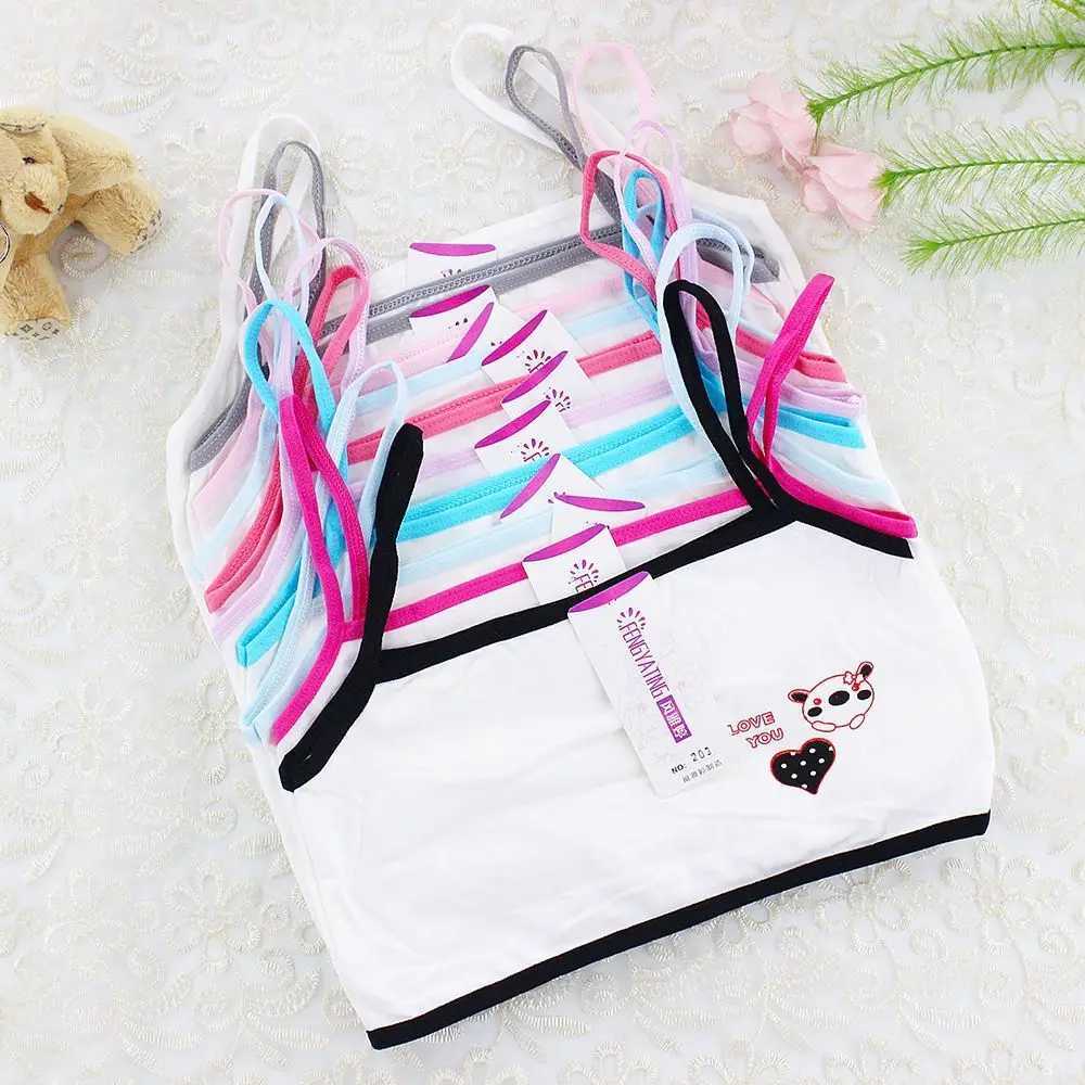 Camisole Camisole 4 pieces of teenage bras girl tank tops cotton spandex big girl sports 6-12 year old teenage underwear letter racing back training W