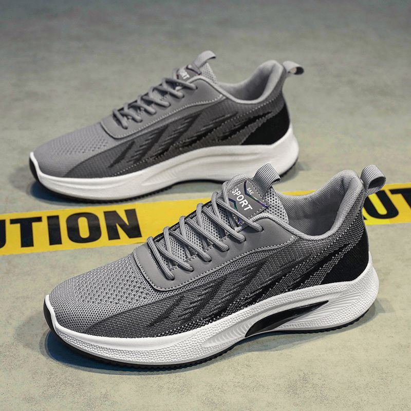 Men's 2024 New Fashion Korean Version Of The Trend Sports Flying Woven Thick Sole Mesh Comfortable Simple Casual Shoes