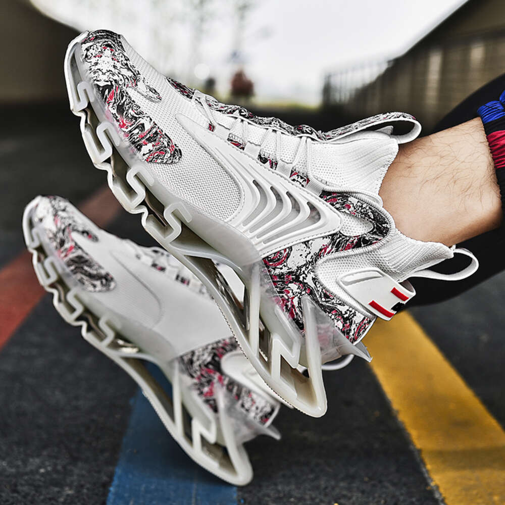 2024 New Men's Sports Thick-Soled Shock-Absorbing Outdoor Running Non-Slip Breathable Tennis Shoes Large Size