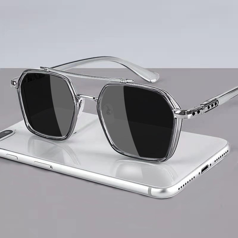 Photochromic Sunglasses Square Frame Oculos De Sol Retro Driving Goggles Polarized Goggles Cycling Punk Glasses Men Women