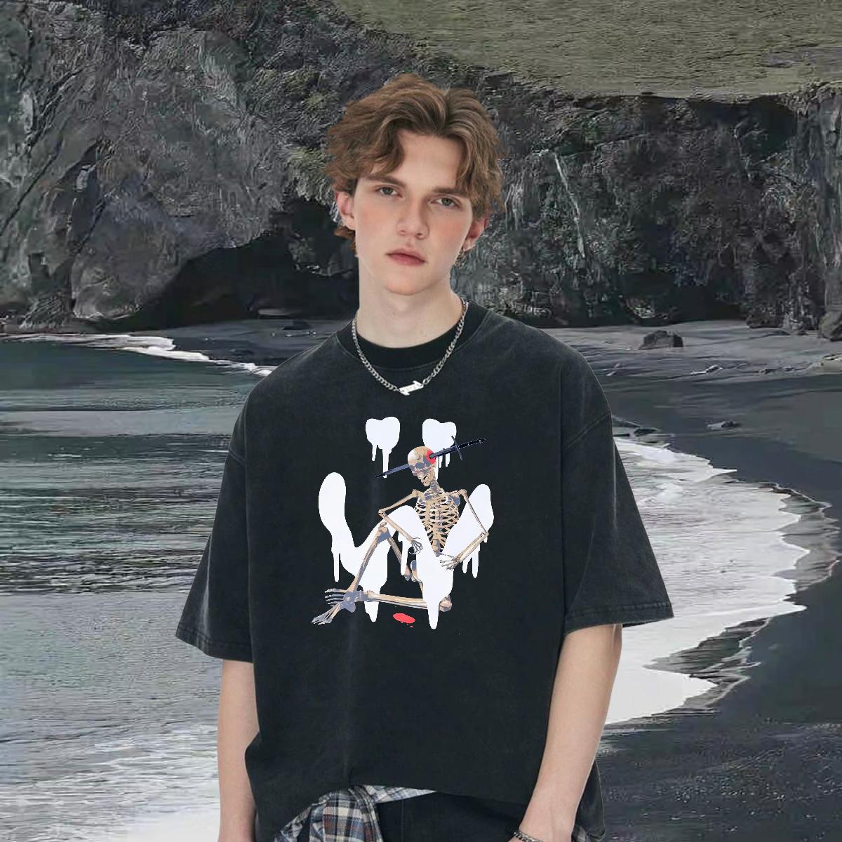 Popular Men Tshirts Breathable Crew Neck Cotton Street wear Hip Hop T-Shirts White Plus Size Brand Tops