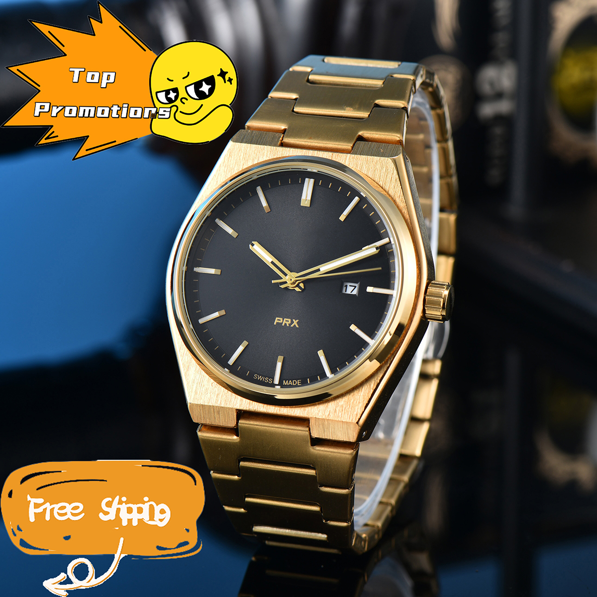 Luxury Mens Watches 1853 Japan Quartz Movement Prx Watch for Men Stainless Steel Strap Splash Waterproof Luminous Designer Wristwatch 23 Colors Clock Montre De Luxe