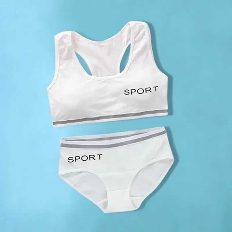 Camisole Camisole Pantie and Bra Girls Underwear Vest Development Teens Suit Pure Cotton Vest Double Layer Hipster Puberty Little Girls WX5.31