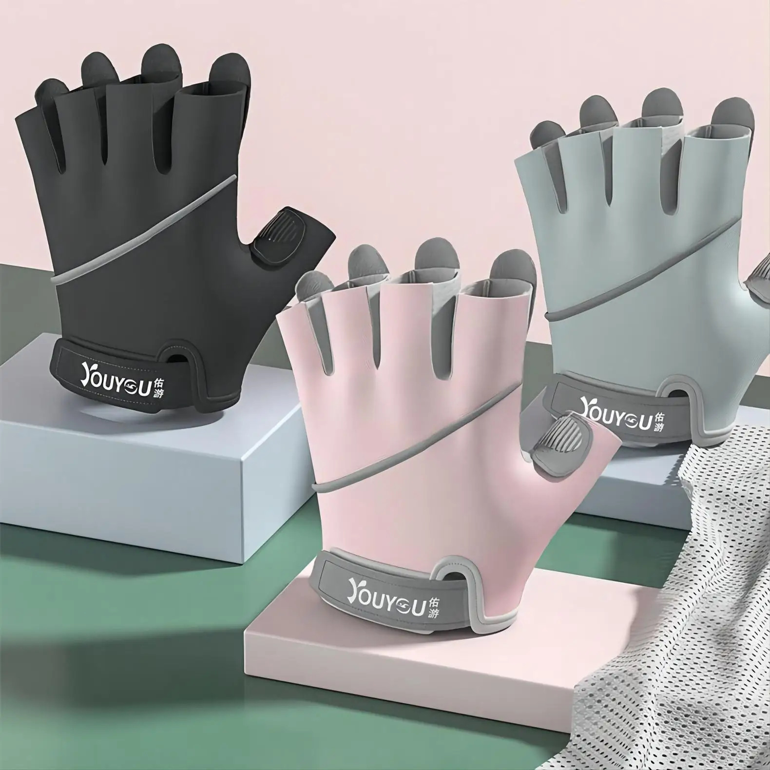 Women Fitness Dumbbells Gloves Non-slip Breathable Half Finger Gloves for Outdoor Cycling Sport Home Gym Weight Lifting Training 240603