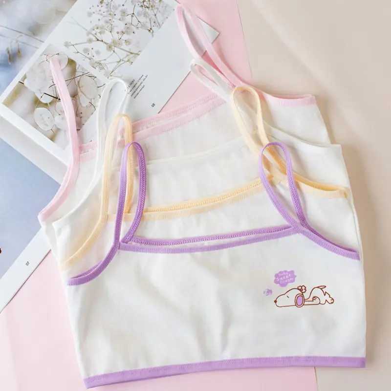 Camisole Camisole 4 pieces of teenage bras girl tank tops cotton spandex big girl sports 6-12 year old teenage underwear letter racing back training W