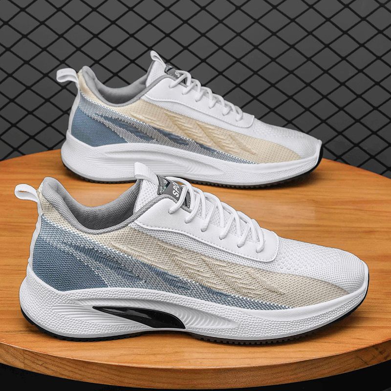 Men's 2024 New Fashion Korean Version Of The Trend Sports Flying Woven Thick Sole Mesh Comfortable Simple Casual Shoes