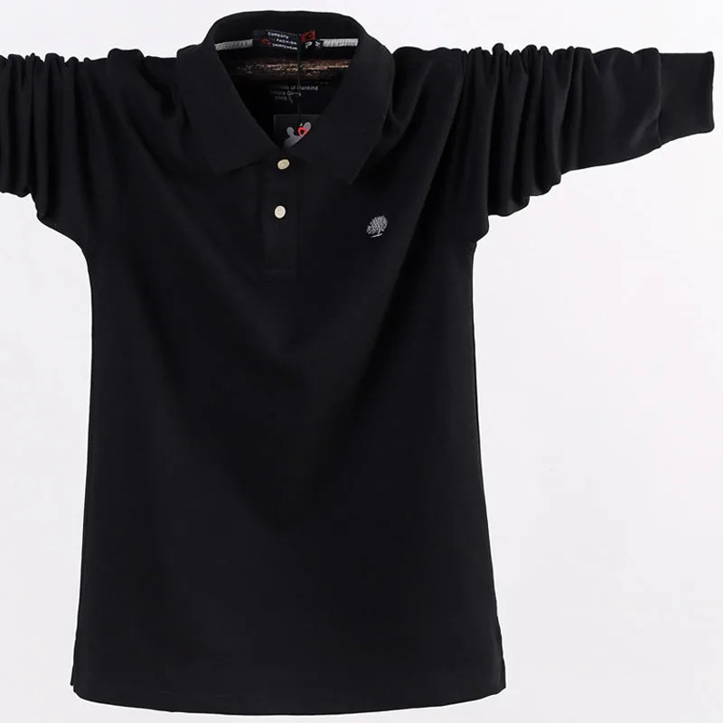 Mens POLO shirt mens business casual cotton autumn long sleeves large size lapel POLO shirt large size 5XL 6XL 240530