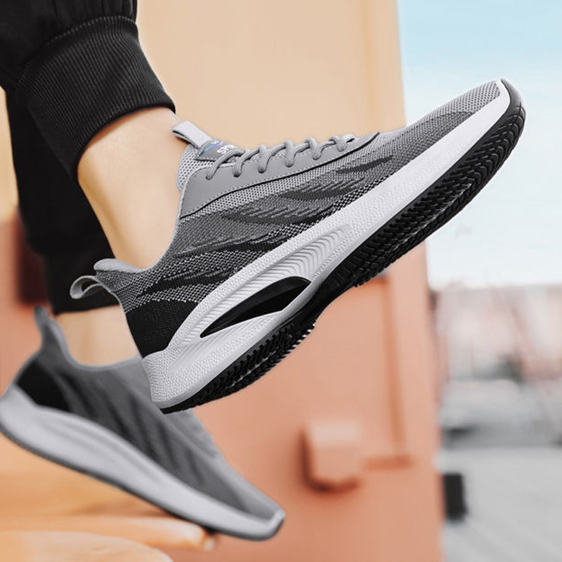 Men's 2024 New Fashion Korean Version Of The Trend Sports Flying Woven Thick Sole Mesh Comfortable Simple Casual Shoes