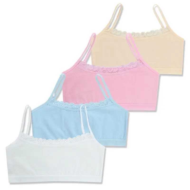 Camisole Camisole 4pcs/Lot Girl Bra Cotton Teenage Underwear Summer s Lace Vest rens Breast Care 6-12 Y WX5.31