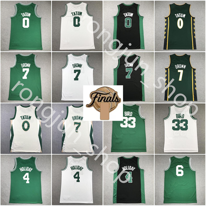 2024 Finals Basketball Jersey Jayson 0 Tatum Jaylen 7 Brown Jrue 4 Holiday Larry 33 Bird Kevin 5 Garnett Stitched Jersey