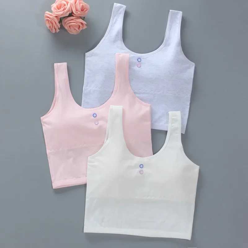 Camisole Camisole Girls training Bra s Cotton Bras New rens Solid Color Clothing Sport Wireless Puberty Teenagers Underwear WX5.31