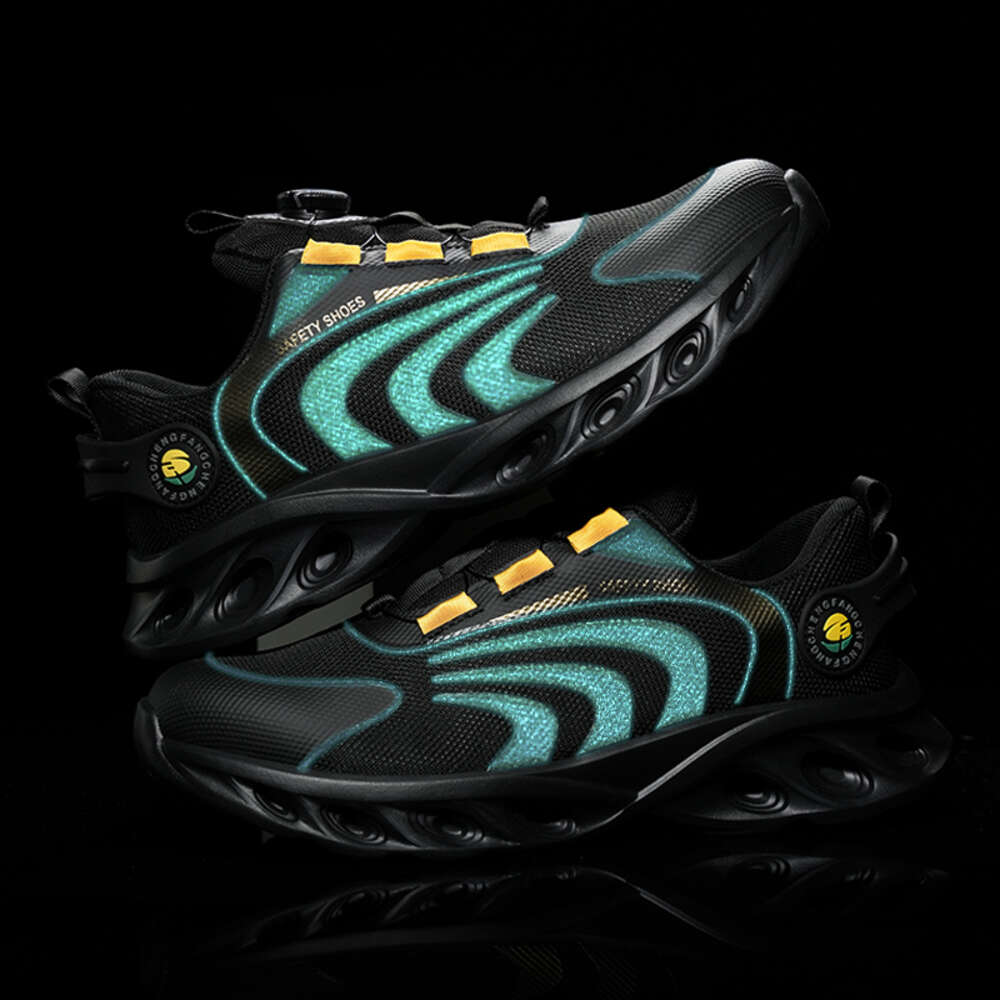 New Style Rotary Button Men's Safety Work Breathable Puncture Proof Outdoor Boots Non-slip Platform Shoes For Men