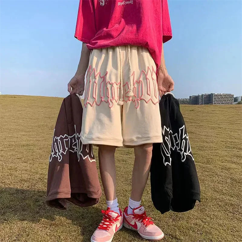 Summer Mens Letter Foam Print Shorts y2k Casual Fashion Loose Sweatpants Gym Basketball Short Pants Streetwear Bermuda shorts 240524