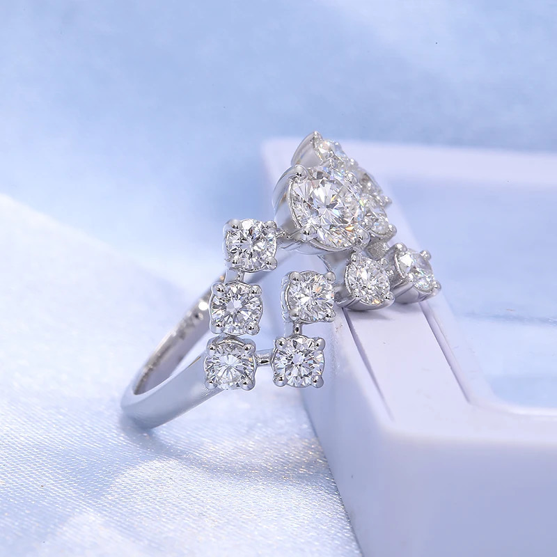 1.5ctw 5mm Round Excellent DEF Color CVD HPHT Lab Grown Diamond Engagement Ring Solid Real 18k White Gold For Women 240530