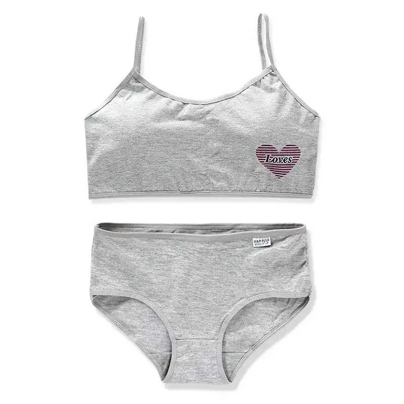 Camisole Camisole Teens Girls Sports Bra Puberty Gym Underwear Wireless Teenager Girls Sport Bra with Briefs Cotton Girls Training Bra Set WX5.31