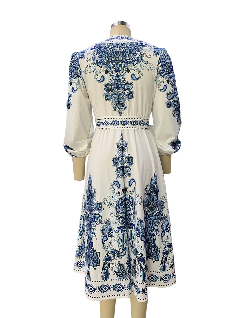 New women dress fashion hot partydress V-neck long-sleeved waist slim whitedress Summer Cotton Shirt Clothing High Quality Clothes dress for woman fam