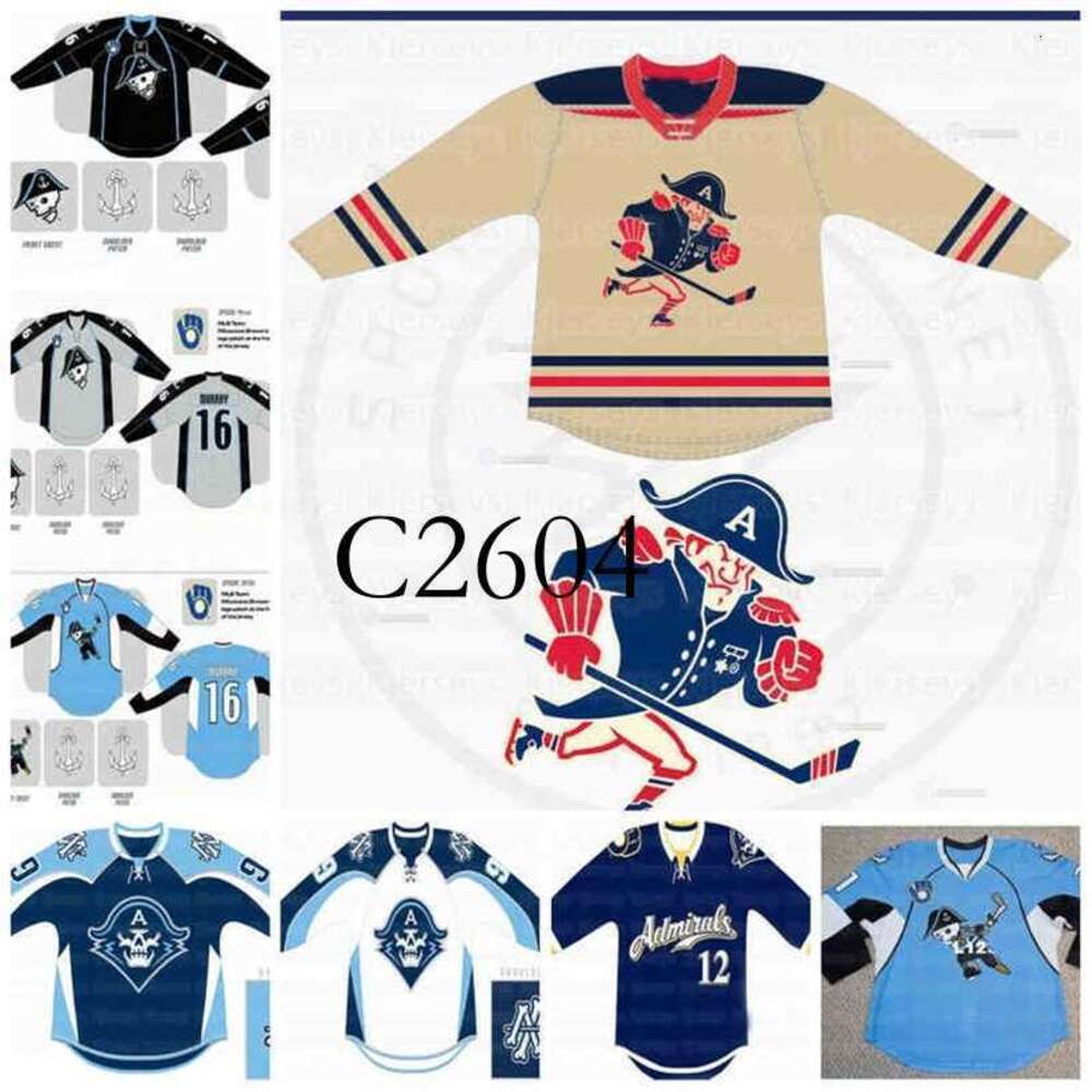 GC2604 Custom Milwaukee Admirals Hockey Jersey 21 Beck 31 Mark Dekanich 6 Ryan Ellis 28 Janne Niskala 13 Cory Conacher Premier Stitched embroidered