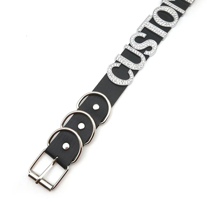 30MM Punk Big Rhinestone Letter Daddy Customized Collar Choker Necklace Goth Sexy BDSM Role Age Cosplay Party Jewelry Gift 240531