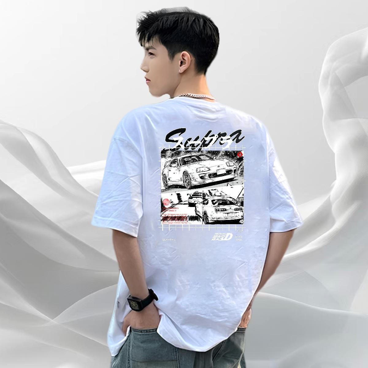 Popular Mens T Shirts Anime Printing Street O-Neck Short Sleeve Cotton Couples T Shirts DIY Plus Size Cartoon Tops