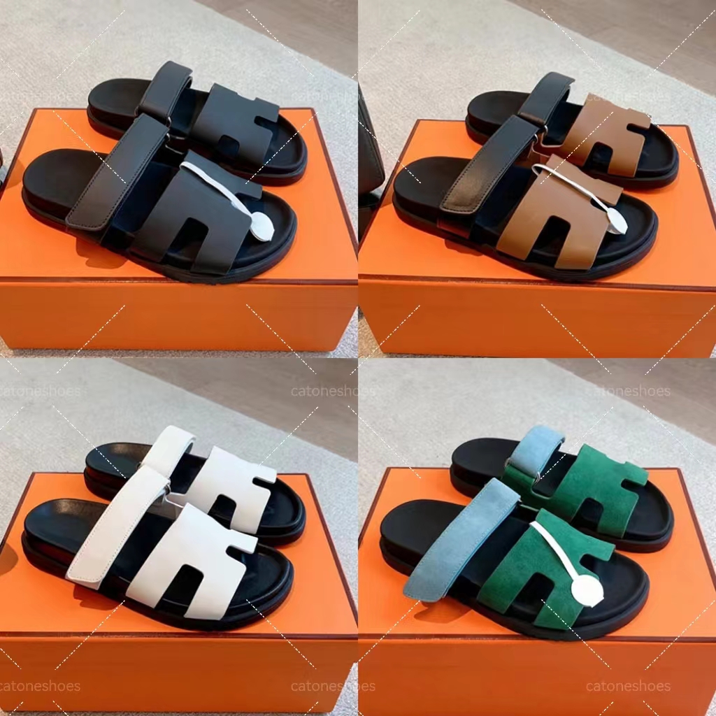 Sandals designer slippers for women summer mens slides classic fashion beach slippers thick sole genuine leather designer shoes couples shoes top quality EU35-46