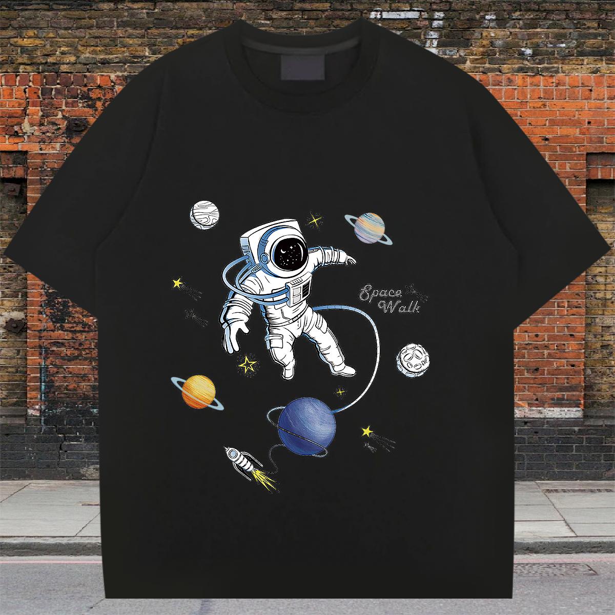 Loose Fit T-Shirts for Men Casual Crew Neck Cotton Breathable Mens Tshirts 2024 DIY Cartoon Print Polos