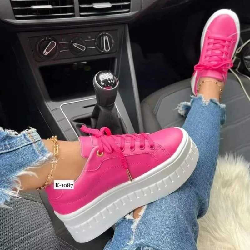 Sneakers for Womens 2022 New Fall Outdoor Fashion Tennis Lace Up Canvas Casual Walking Breathable Vulcanized Shoes Plus Size 43L464