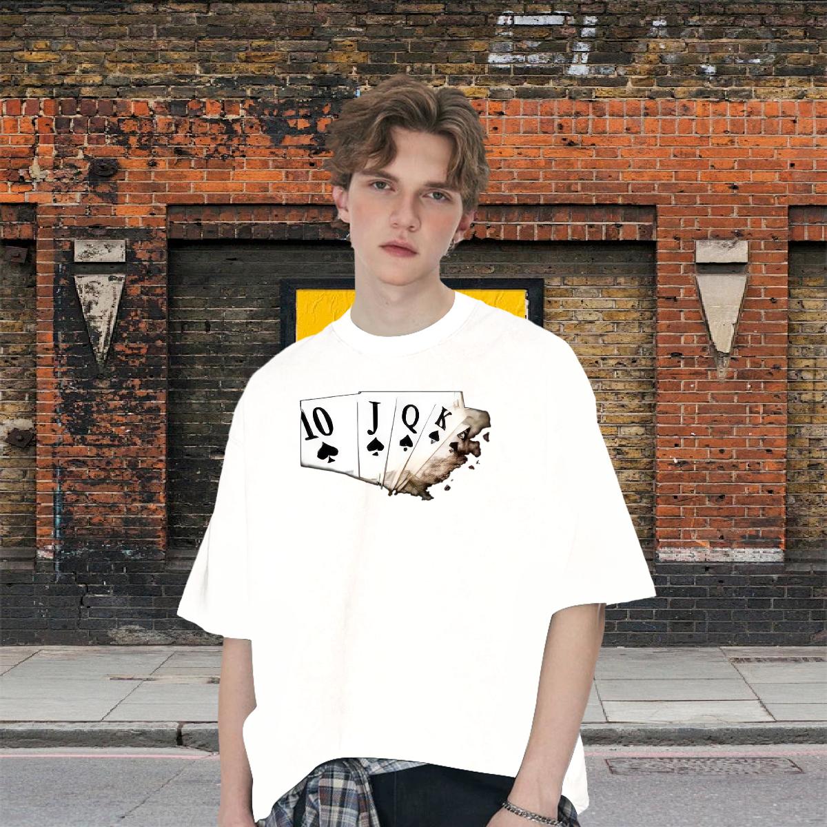 2024 T-Shirts for Men Floral Print Men Tees High Street Hip Hop 180g Cotton Wholesale Tops