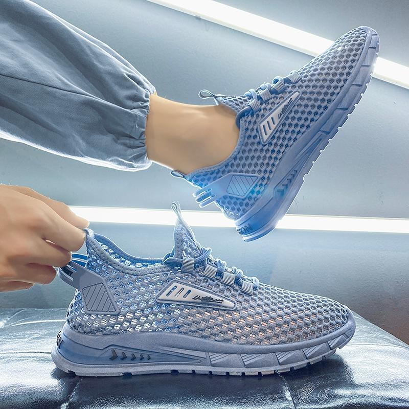 Men's 2024 New Summer Hollow Mesh Breathable Sports Running Fashion Quick Dry Man Shoes