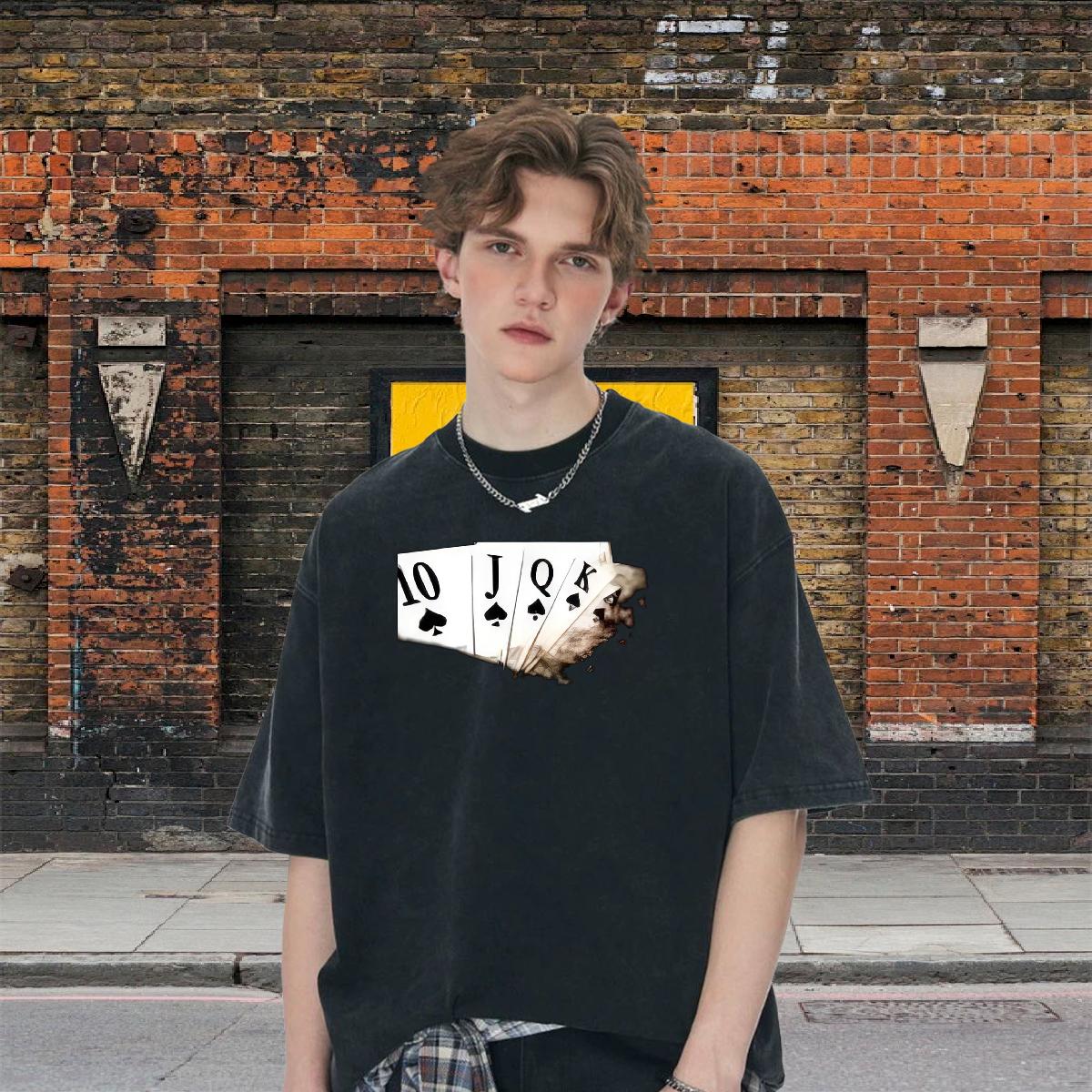 2024 T-Shirts for Men Floral Print Men Tees High Street Hip Hop 180g Cotton Wholesale Tops