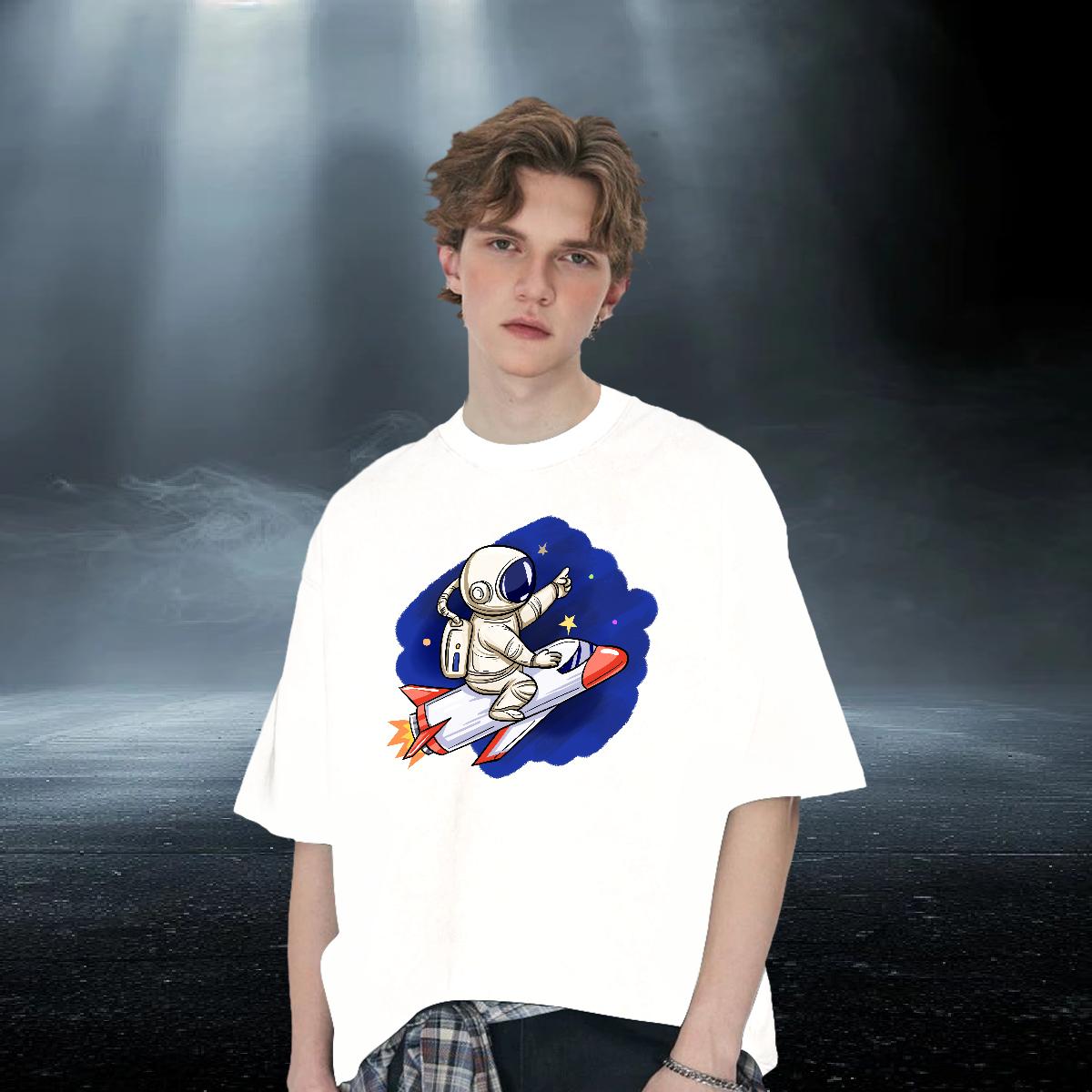 Loose Fit T-Shirts for Men Casual Breathable Crew Neck Cotton Men Clothes T-Shirt Fashion Cartoon Print Tees Shirts