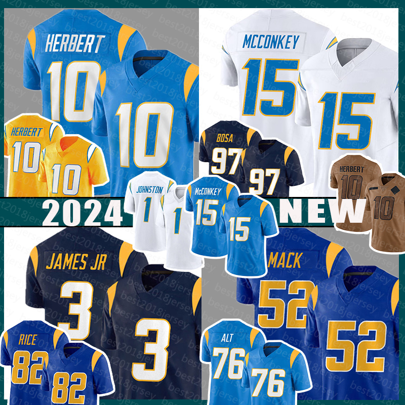 Mens Derwin James Jr. Football Jerseys Ladd McConkey Justin Herbert Khalil Mack Joey Bosa Quentin Johnston Brenden Rice Joe Alt Zion Johnson Cameron Dicker