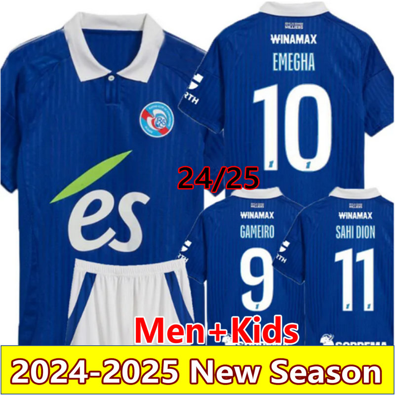 24 25 RC Strasbourg Alsace soccer jerseys SAHI DION Gameiro maillot de foot EMEGHA DIARRA home 2024 DEMINGUET AHOLOU MOTHIBA BAKWA football shirt men kids uniforms