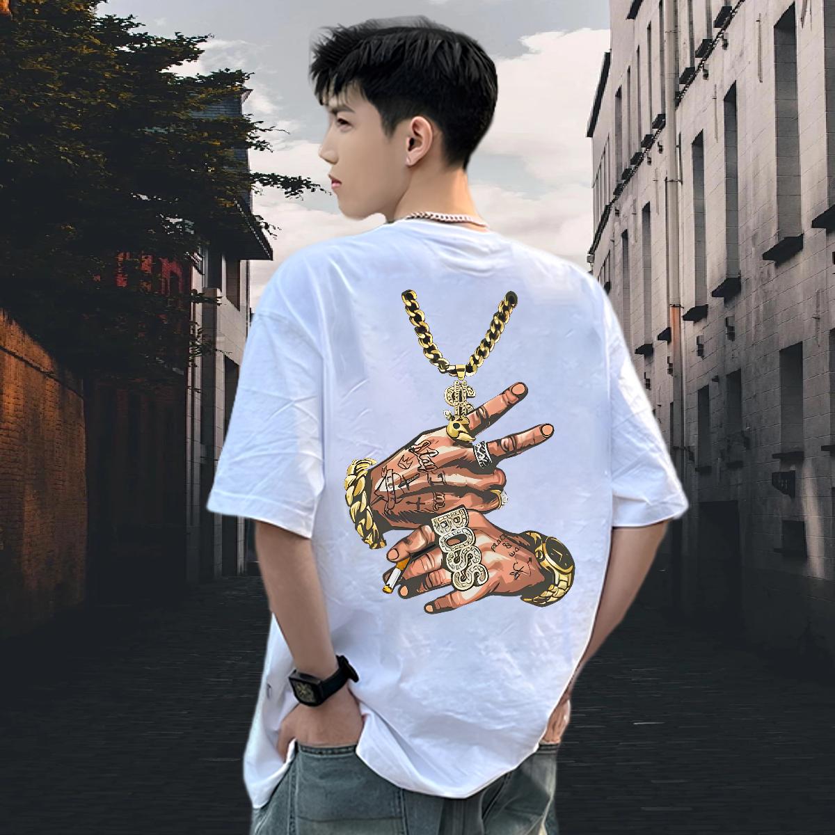 Brand T Shirt For Man Cotton Breathable Soft Street wear Hip Hop Men Clothes T-Shirt Cartoon Print Loose Fit Tops Tees