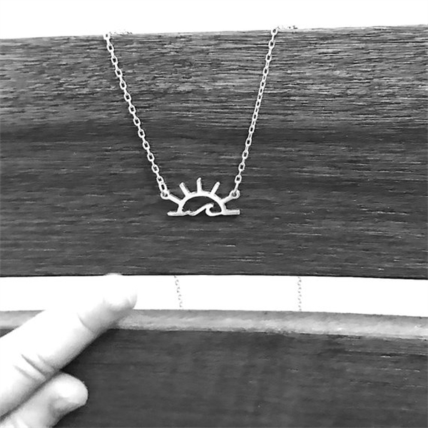 10PCS Sea Ocean Water Wave Sun Sunshine Necklace Geometric Sunrise Sunset Sundown Landscape Necklaces for Outdoor Beach Surfing Lover