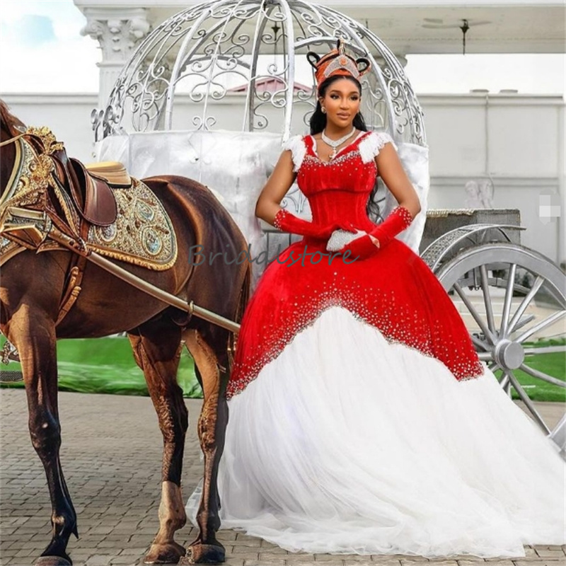 Victorian Red Gothic Wedding Dresses 2024 Elegant V Neck Velvet Medieval Christmas Garden Country Bridal Gowns Grecian Aesthetic Bride Dress Gatsby Ve