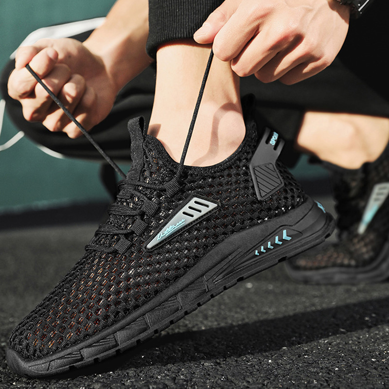 Men's 2024 New Summer Hollow Mesh Breathable Sports Running Fashion Quick Dry Man Shoes