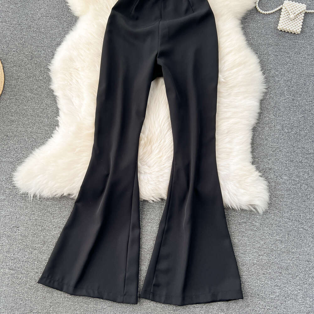High end and fashionable flared pants for women with a sense of luxury and design plush strapless jumpsuit