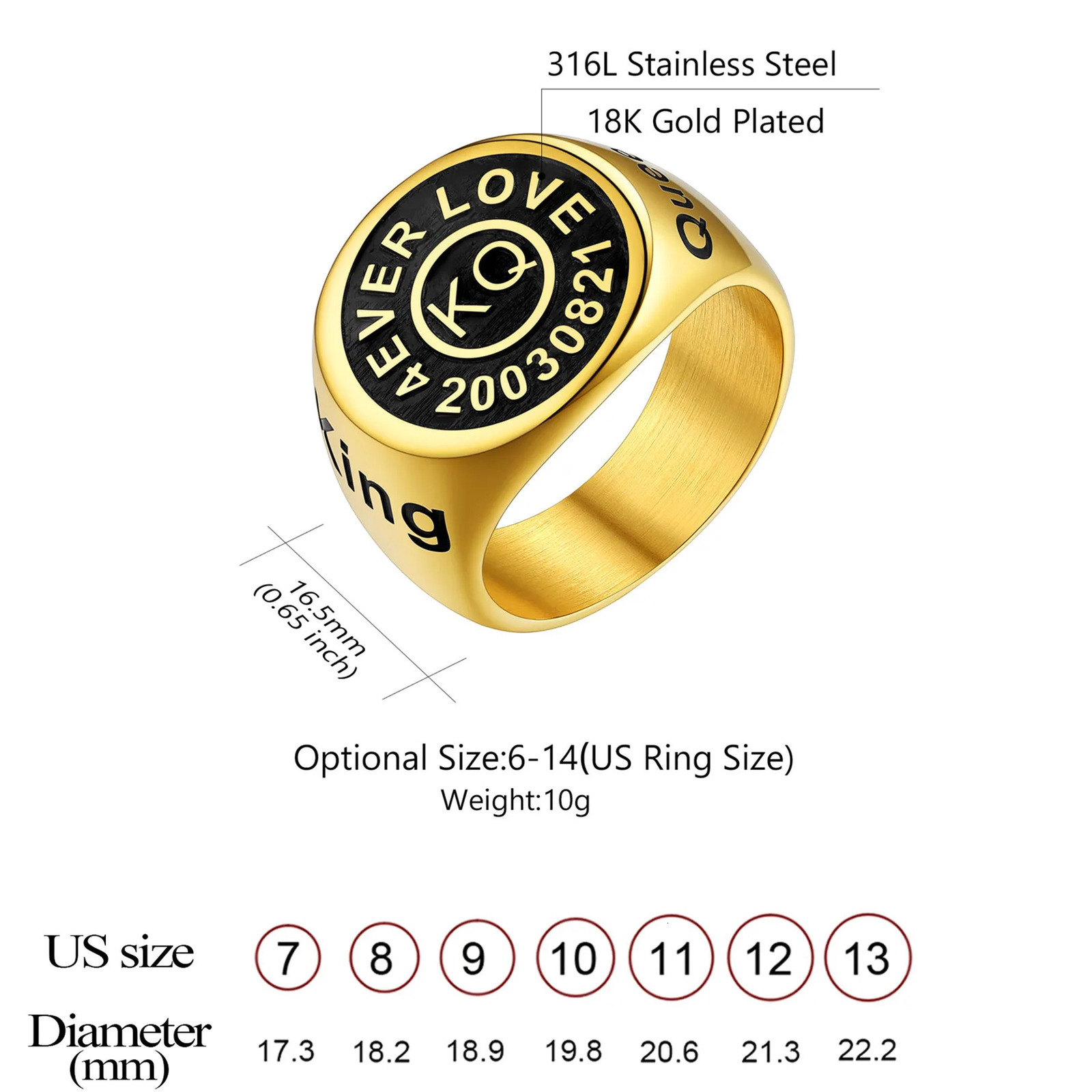 U7 Personalized Round Laser Engraved Signet Ring Black Surface Stainless Steel Name Union Team Family Class Ring Custom Jewelry 240530