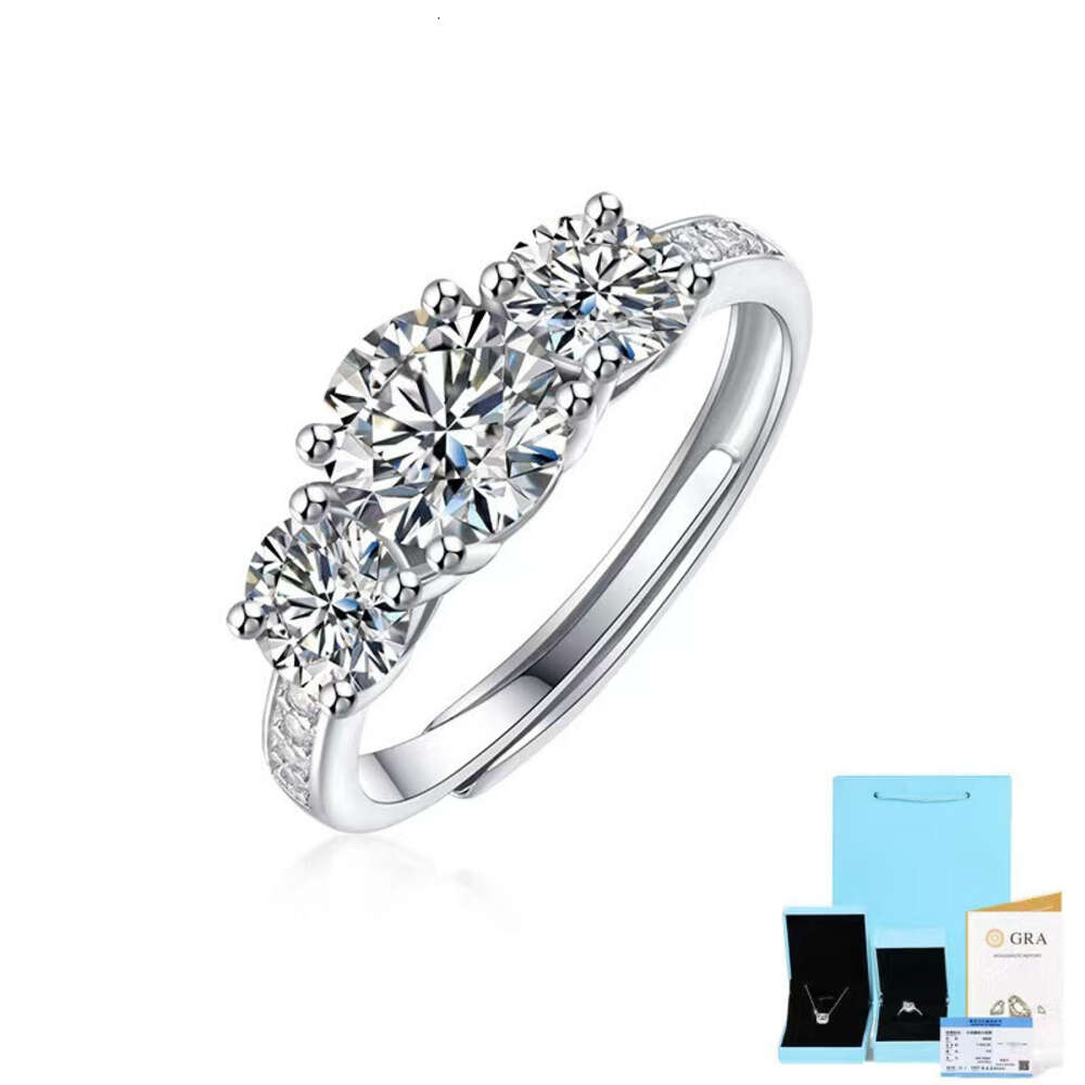 moissanite dia passed GRA Dia test sier gold engagement six claw mosanite women's ring gift with box and certificate