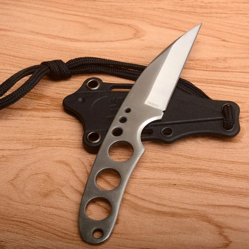 CS HK10 Neck Knife Mini Tactical Fixed Blade with Kydex Sheath Outdoor Camping Knives Survival Self-defense Portable Faca Pocket Utility EDC Tools