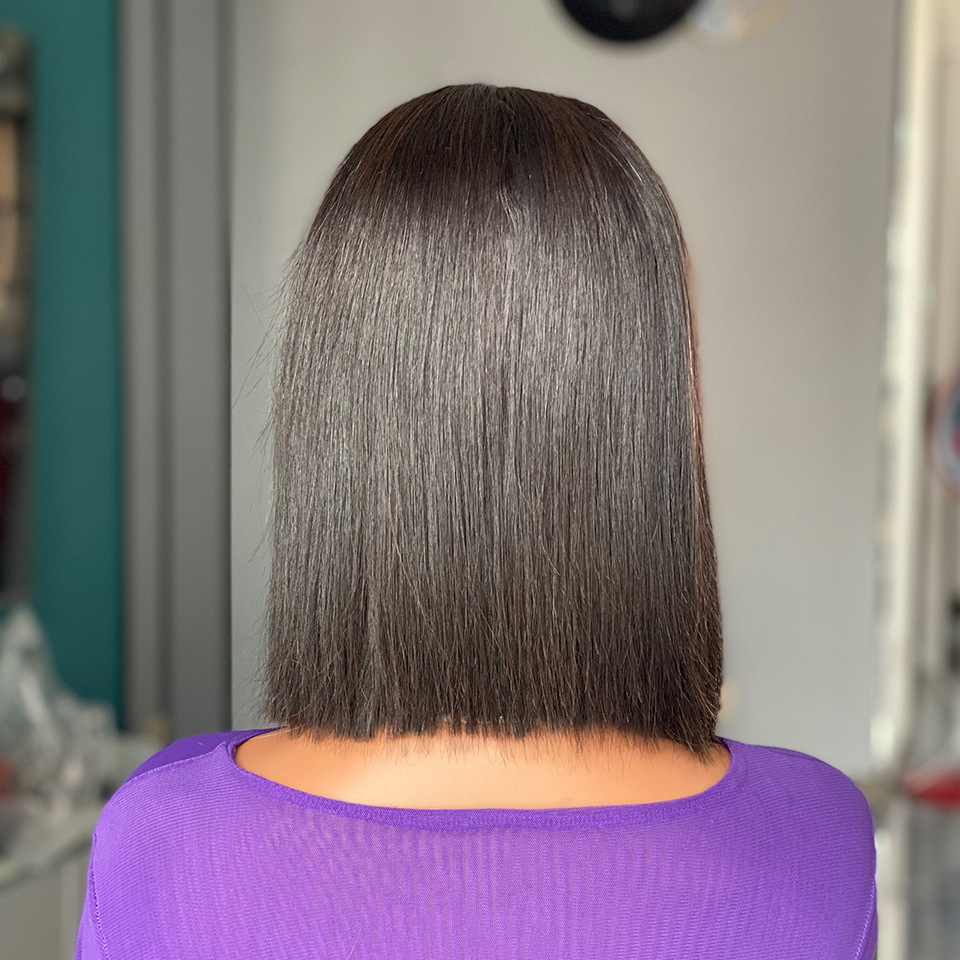 180% Density Real Human Hair Lace Headband Glueless Wig Bone Straight Bone 4X4 Natural Black Smooth Straight Wig of Woman