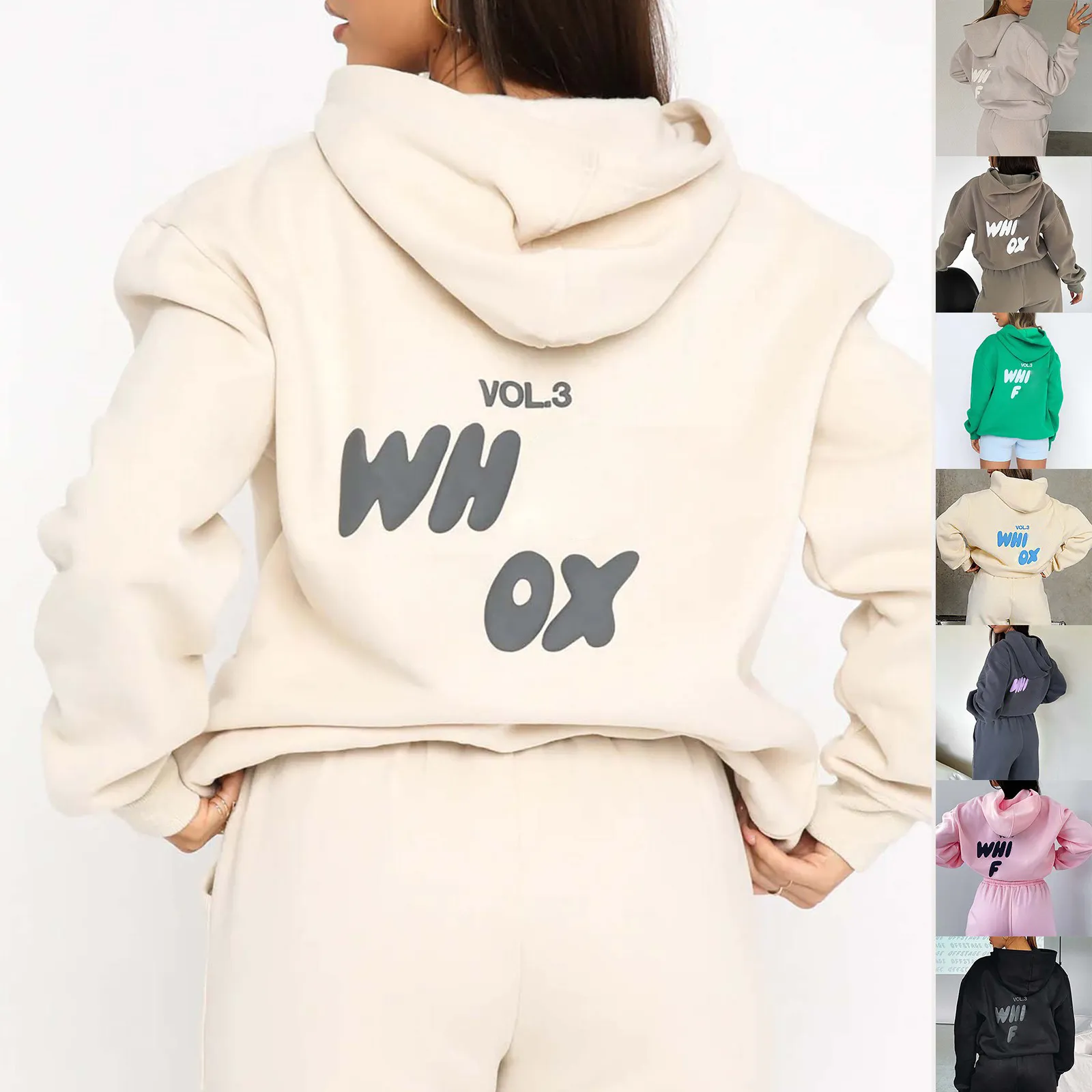 White Foxliness Designer women tracksuits two pieces sets sweatsuit autumn female hoodies hoody pants with sweatshirt ladies loose jumpers woman 157