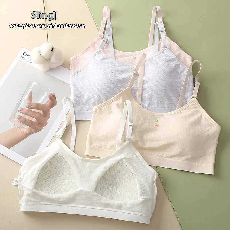 Camisole Summer New Cotton Girls Puberty bra lace development anti glare youth high school underwear WX5.31OP4T